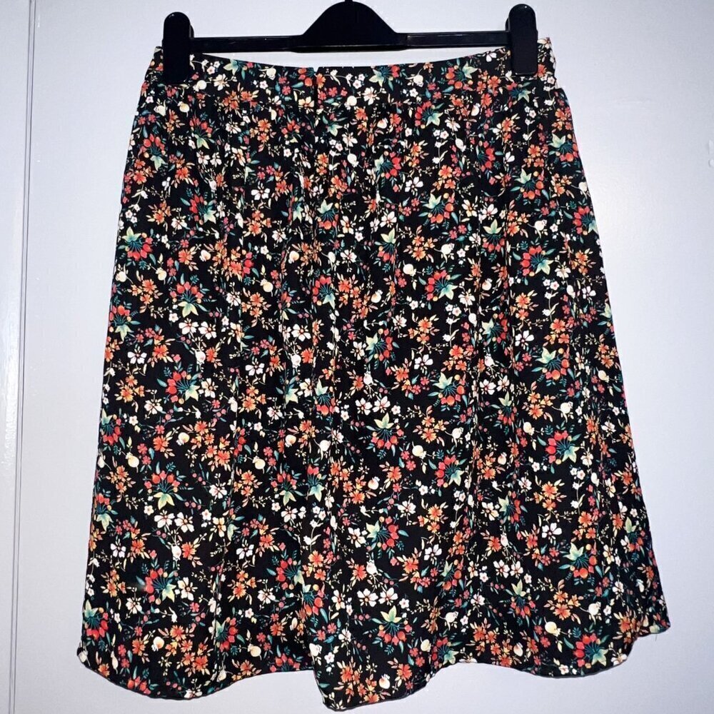J. Crew Mercantile Women's Skirt Floral Flare Lined Zip Knee Length Size 8 - Picture 2 of 4